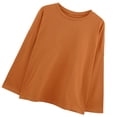 thumbnail image 3 of Camiseta de mujer Blusa suelta de manga larga de color liso Blusa tipo sudadera, Naranja, M Jumpingount AP001130-29, 3 of 7