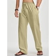 thumbnail image 4 of GENTS BLISS Linen Men Pants Elastic Waist Drawstring Pants for Men Casual Beach Men Pants with Pocket, 4 of 10