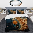 thumbnail image 2 of Designart "Gold Teal Abstract VORTEXs II" Abstract Bedding Covert Set - Abstract Spirals Gold Modern Bed Set With 1 Sham, 2 of 6