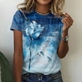 thumbnail image 2 of Camiseta de manga corta con cuello redondo y estampado floral suelto para mujer Pompotops  hkajfhjk466505, 2 of 8
