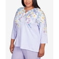 thumbnail image 6 of Alfred Dunner Womens Plus-Size Spring Flower Split Neck Top, 6 of 6