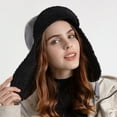 thumbnail image 3 of Audhol Bomber Hat Women's Foldable Handmade Ear Protection Warm Wool Cap Cotton Slouchy Hat Knitted Hat Windproof Cold Sweat Hat Hunting Hat B One Size, 3 of 8