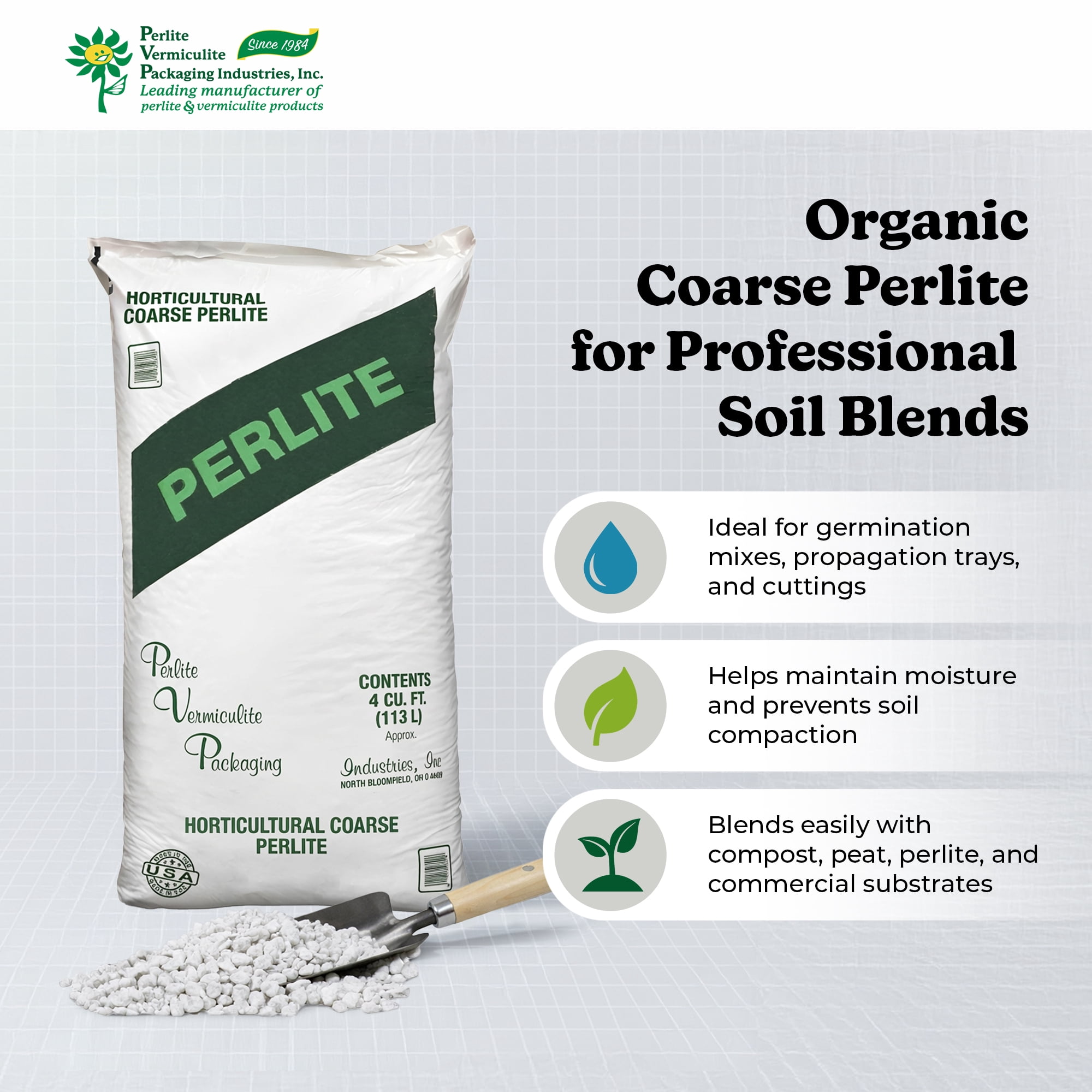 PVP Industries Organic Coarse Perlite for Garden Planting and Soil Mix, 120 Qt, 4 Cu Ft