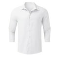 thumbnail image 2 of Bcfgryg Men 3/4 Sleeve Spring and Summer Solid Color Casual Long Sleeve Shirt Men's Slim Fit Dress Shirts, 2 of 4
