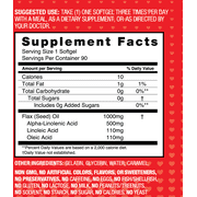 Basic Health Brands Flax Seed Oil for Heart Health, Non-GMO, Daily Essential - 90 Count