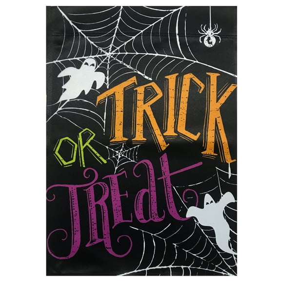 Spider Webs and Ghosts Trick or Treat Outdoor Garden Flag 12.5" x 18"