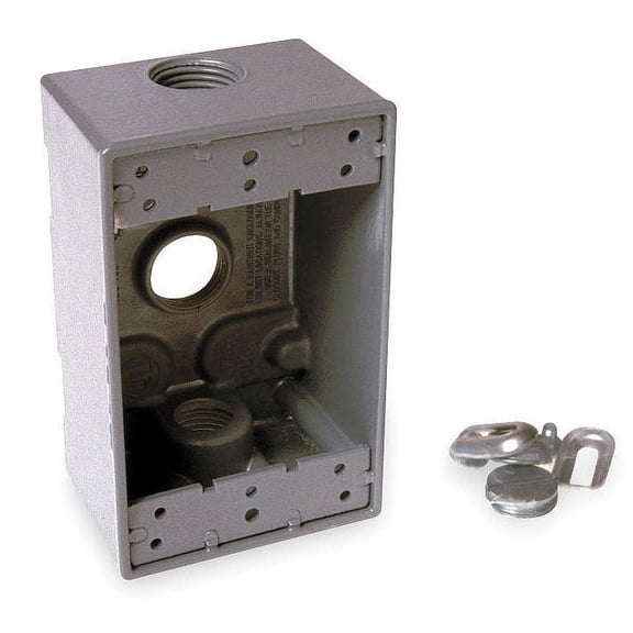 Hubbell Electrical Weatherproof Box Aluminum Outlet Box 1-Gang 3-Inlet - Gray - Each