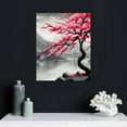 thumbnail image 4 of Wuche  Cherry Blossom Decor - Japanese Decor Cherry Blossom Wall Art Black White Wall Art Pink Floral Painting Art Paintings Living Room Wall Decorations Wall Decor Bedroom Framed  12x16 in, 4 of 4