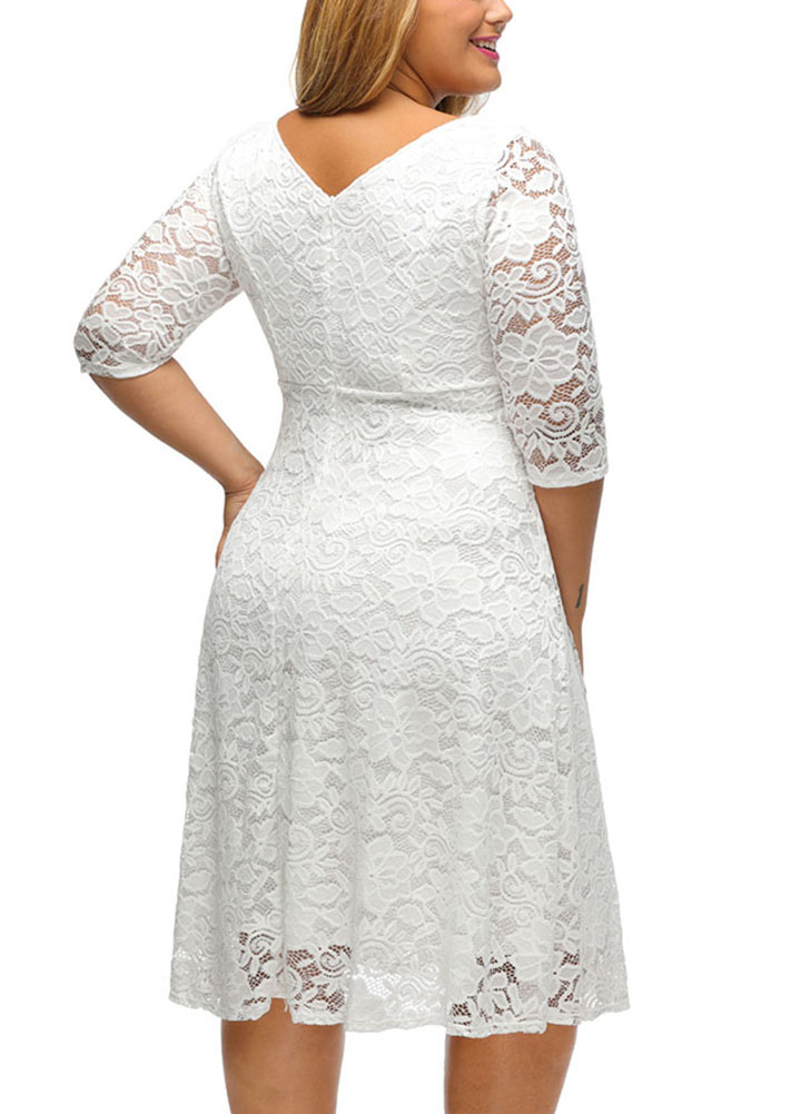 plus size white lace dress