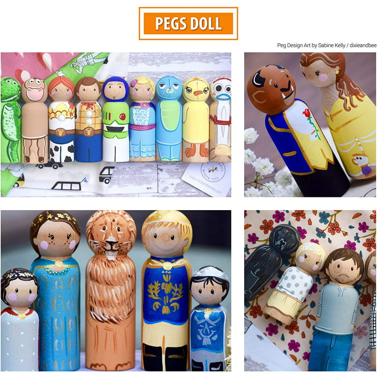 50pcs/set Wooden Peg Dolls Unfinished People Christmas Nesting DIY