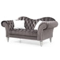 thumbnail image 2 of Contemporary Home Living Tufted Velvet 3-Seater Sofa with Throw Pillows - 75" - Dark Gray, 2 of 4