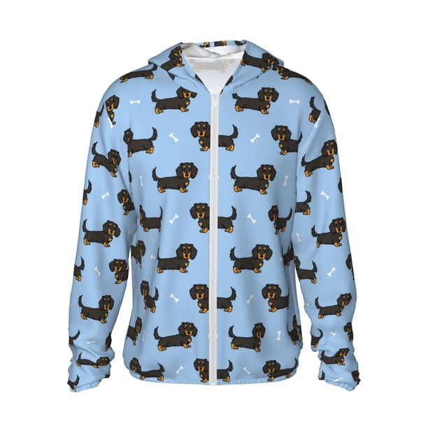 Balery Dachshund Dog Sudadera ligera de manga larga con capucha y protección solar UPF 50+ para hombre y mujer, ideal para pesca y running-Medium