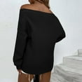 thumbnail image 3 of Lovskoo Sweaters for Women Trendy Casual Long Sleeve Pullover Off-The-Shoulder Strappy Sweater Tops Black, 3 of 8