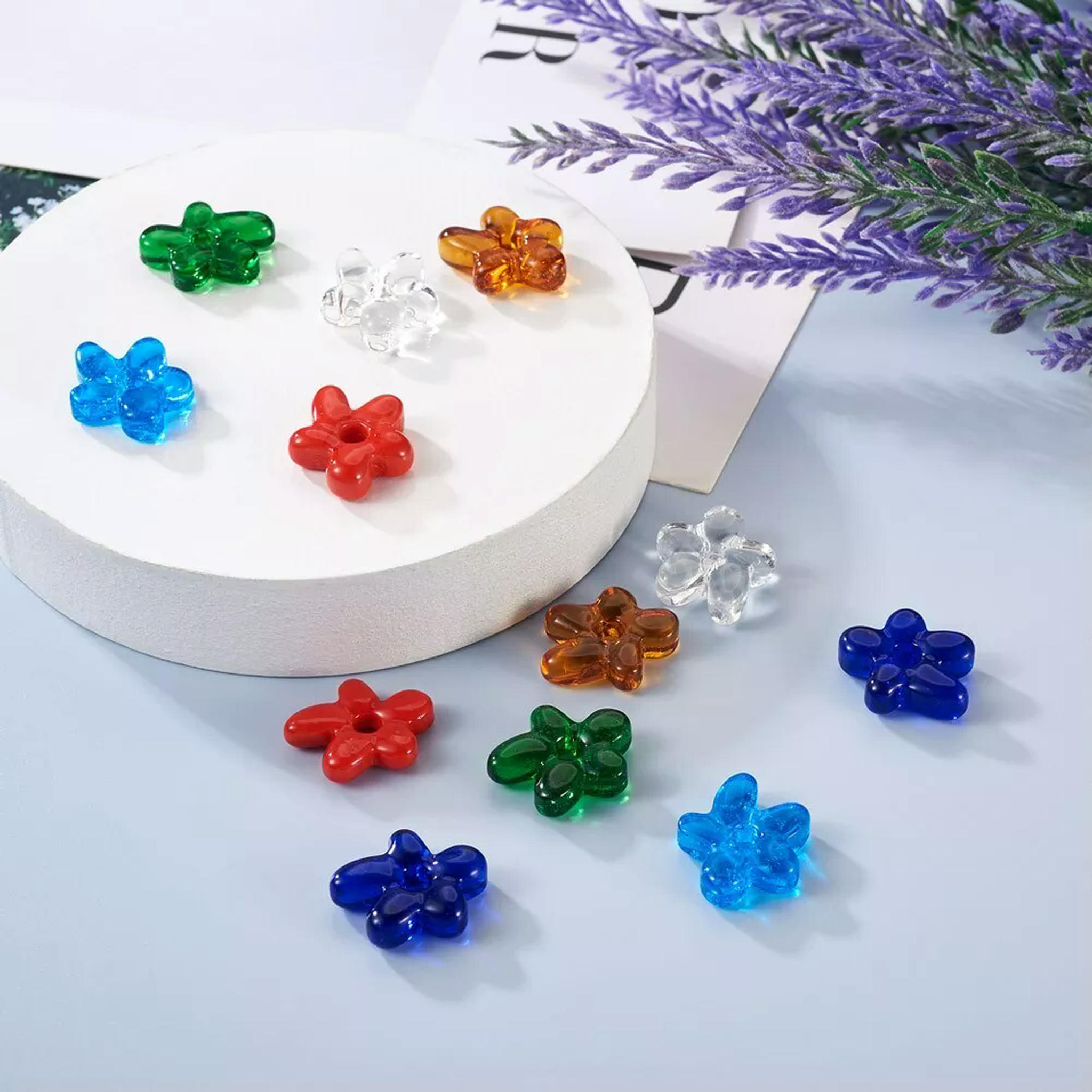 U8MO 1 Box Starfish Flower Glass Beads Spacer Crafts For DIY Jewelry Making 18.5x17mm