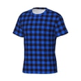 thumbnail image 5 of Qekee Buffalo Plaid Blue Black Classic Fit T-Shirt Men's Shirt Men's Tight Short Sleeves for Exercise, Running, Mountaineering - Buffalo Plaid Blue Black, 5 of 9