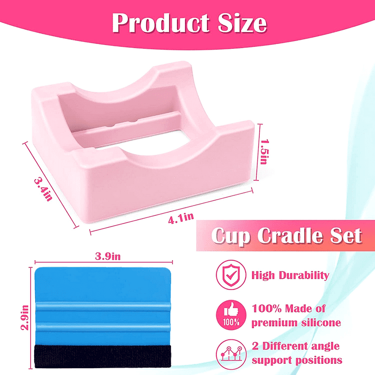 Silicone Cup Cradle for Tumblers with Built-in Slot, Crafts Use to Apply  Vinyl Decals for Tumblers, Small Tumbler Stand Cup Holder with Felt Edge