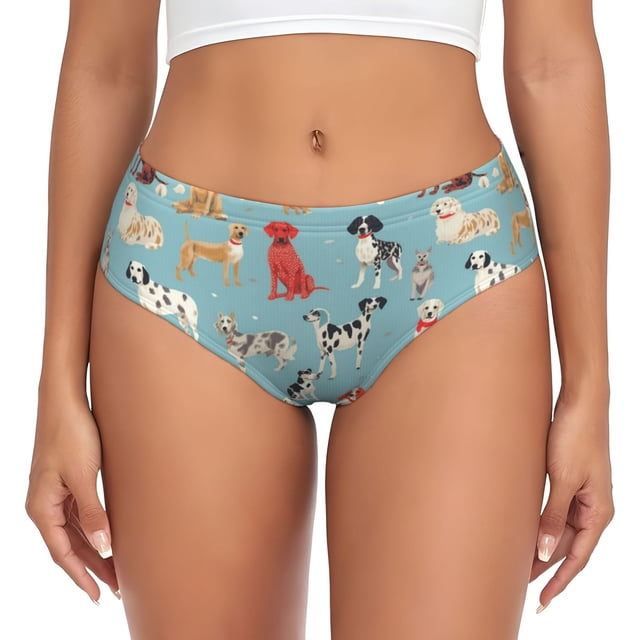 Balery Animal Dog Ropa Interior de Algodón para Mujer con Dibujo – Braguitas Cómodas y Elásticas, Estilo Clásico-Medium