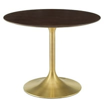 Modway Lippa 40" Round Wood Grain Dining Table in Gold Cherry Walnut