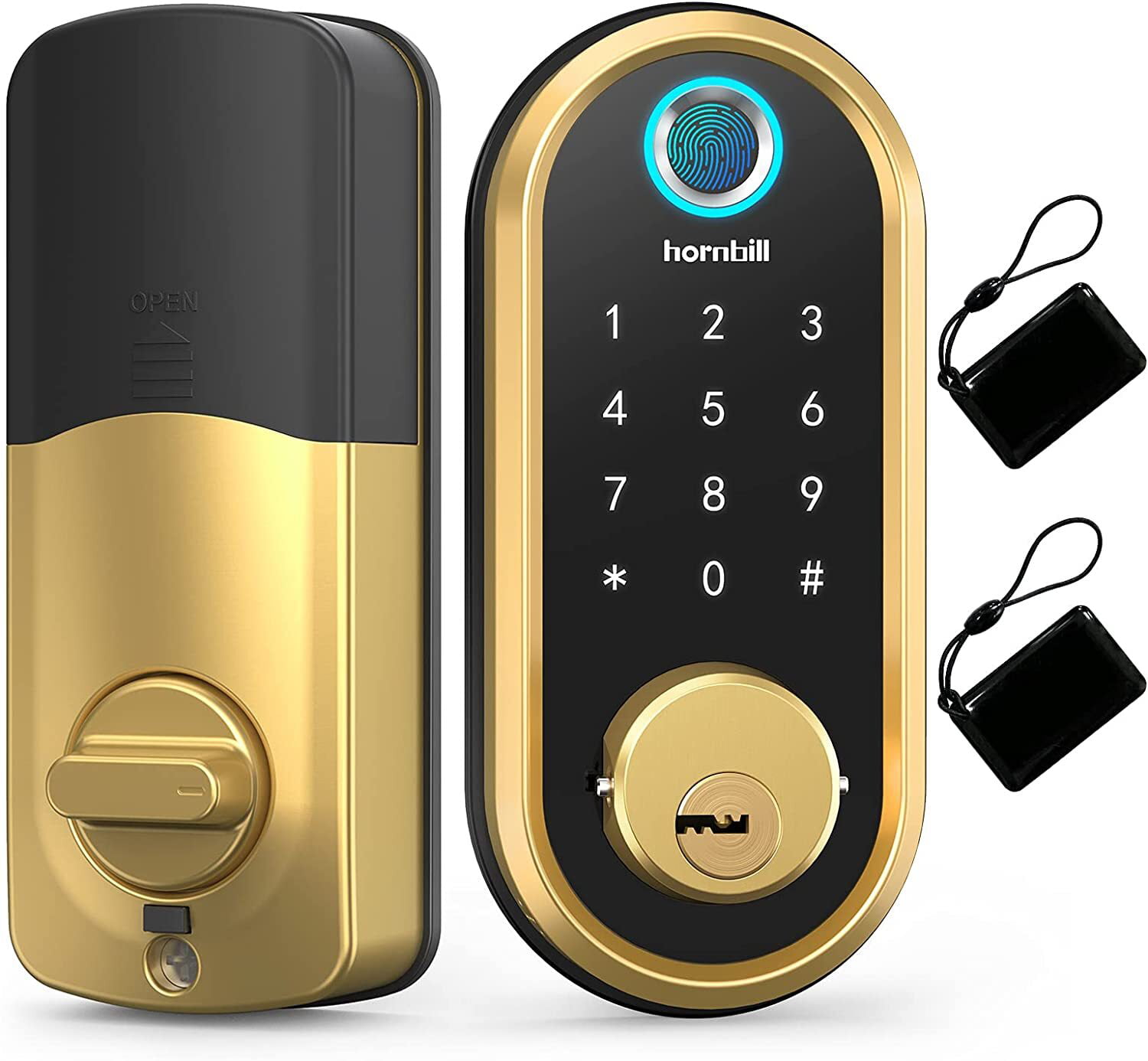IP65 Weatherproofing Smart Lock Touch,Keyless Entry Door Locks,hornbill Bluetooth Electronic Deadbolt,Fingerprint Scanner APP Control Touch Screen Keypad,Remote Share Auto Lock,IC Card 