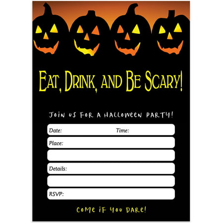 Spooky Halloween Party Invites & Envelopes ( Pack of 50 ) Adult or Child Jack O' Lantern Party Large Blank 5x7
