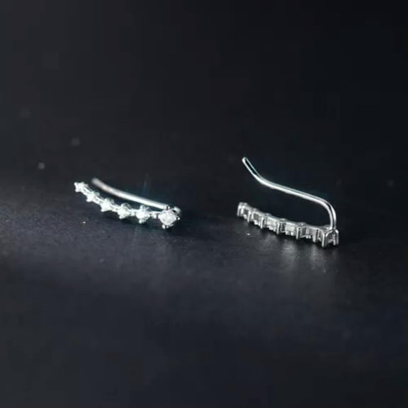QQTDFG 925 Sterling Silver CZ Crystal Line Climber Crawler Earrings A4279-Silver