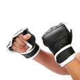 thumbnail image 2 of 1 par de guantes de boxeo negros de medio dedo de cuero PU para boxeo, kickboxing, karate, muay thai, entrenamiento y ejercicios para niños y hombres., 2 of 5