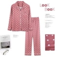 thumbnail image 3 of Pijamas bonitos de algodón para mujer, camisetas de manga larga y pantalones con bolsillos, ropa informal de estar por casa con lunares., 3 of 5