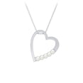 thumbnail image 1 of Collier Cœur Incliné Gravé avec Perles, 1 of 7