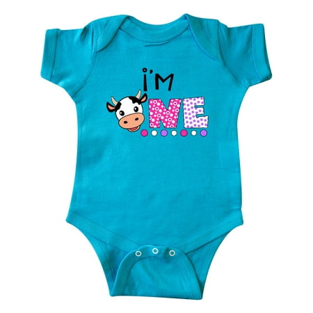 

Inktastic I m 1 Cute Cow and Polka Dots Gift Baby Boy or Baby Girl Bodysuit