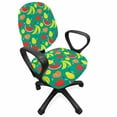 thumbnail image 1 of Fruit Office Chair Slipcover, Summer Time Layout of Watermelon Bananas Peach Pears Strawberries and Lemons, Protective Stretch Decorative Fabric Cover, Standard Size, Shamrock Green, by Ambesonne, 1 of 5