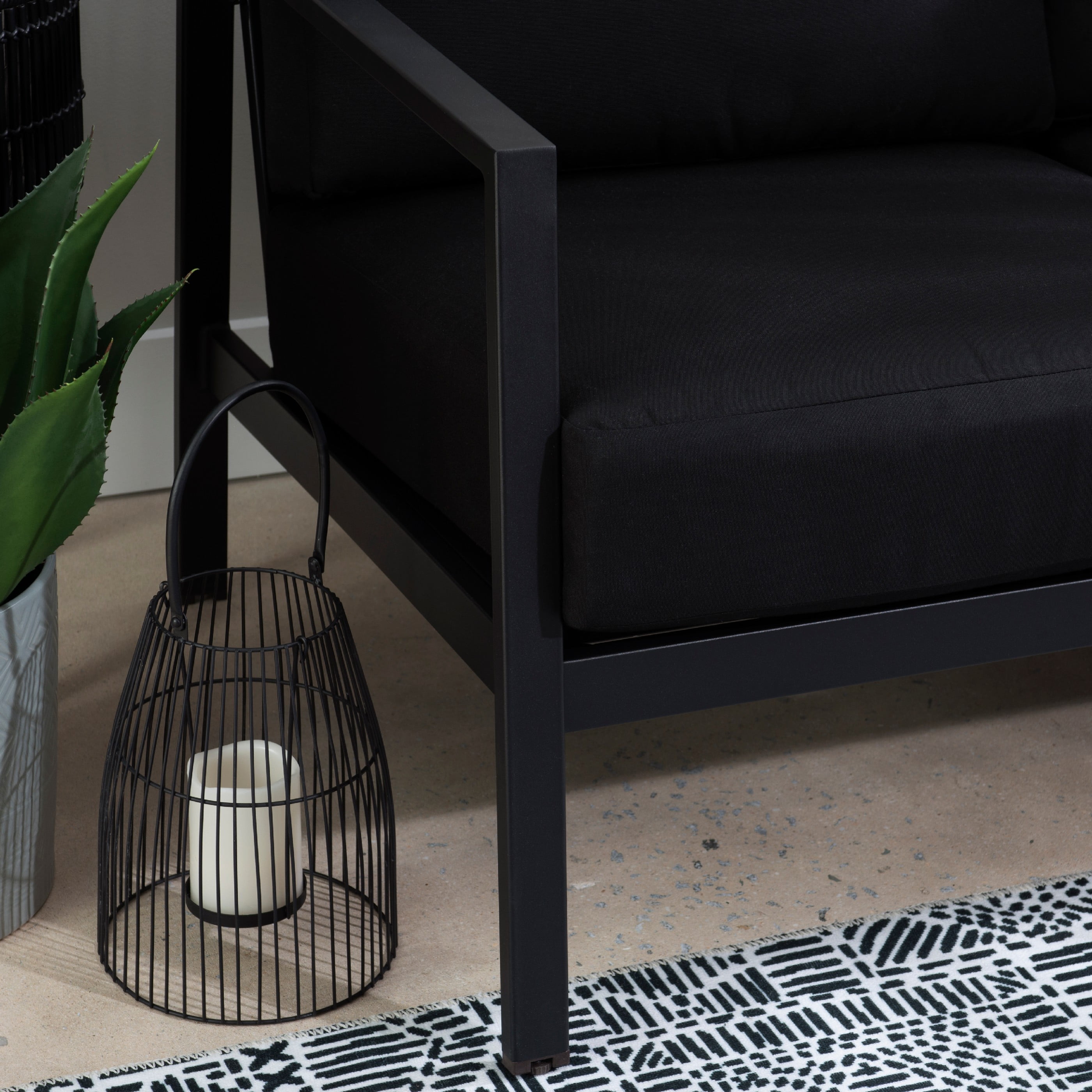 Linon Arlington Outdoor Loveseat, Black