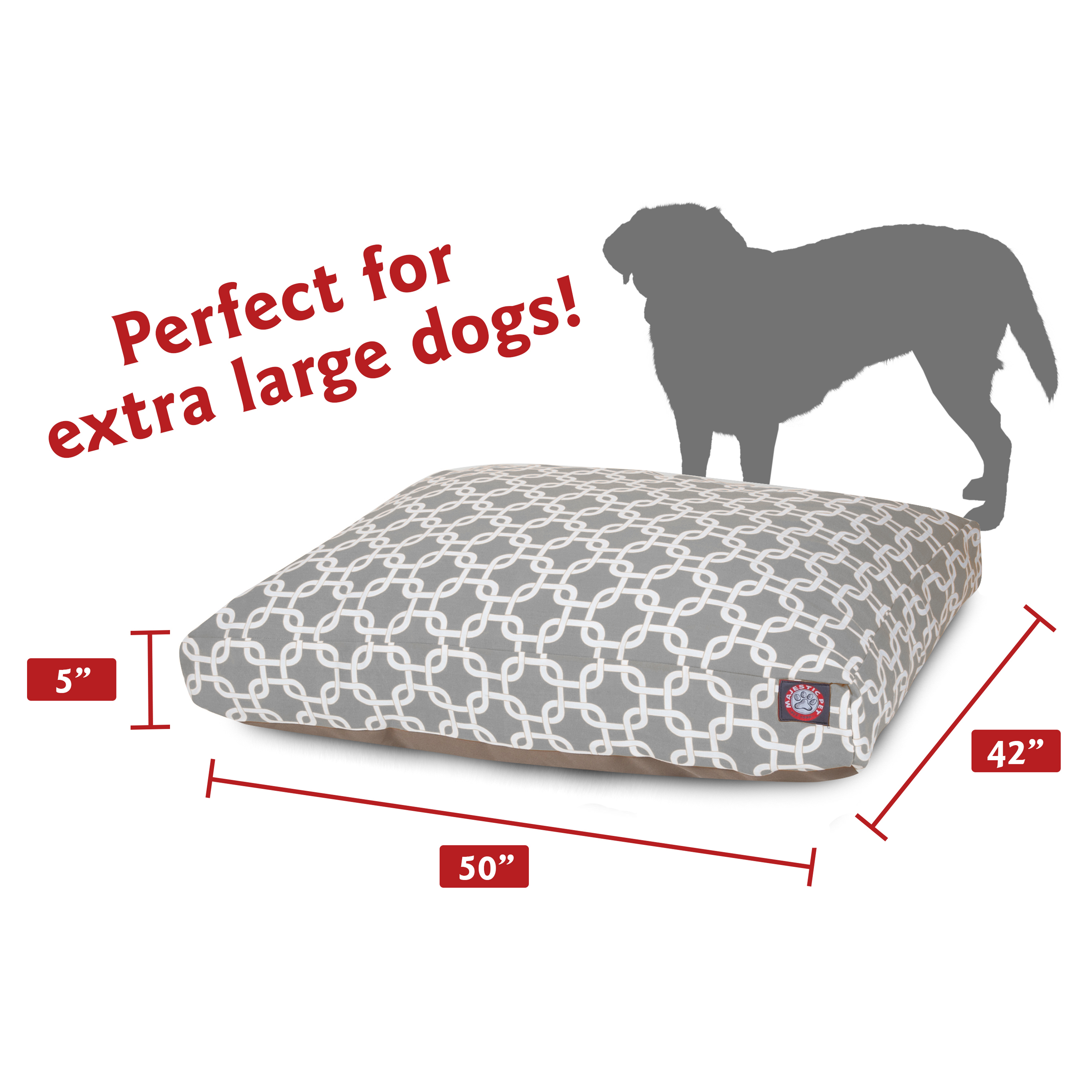 Majestic Pet | Links Rectangle Pet Bed For Dogs, Removable Cover, Gray, Extra Large