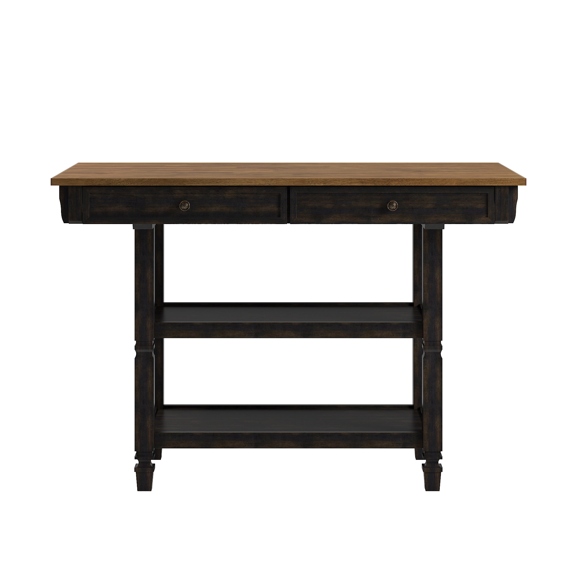 Weston Home Nora Kitchen Island with 2 Drawers and 2 Shelves, Antique Black