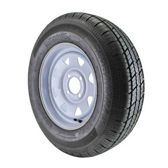 ST175/80R13 Globaltrax Trailer Tire Load Range D on 4x4" Bolt Pattern White Spoke Wheel