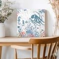 thumbnail image 2 of Framed Canvas Wall Art for Living Room Sea Octopus Wall Decor, Coral Shell Fish Marine LIfe Aesthetic Paintings for Bedroom Office Kitchen Bathroom, Ready to Hang Artwork Wall Pictures 8x8 Inch, 2 of 9