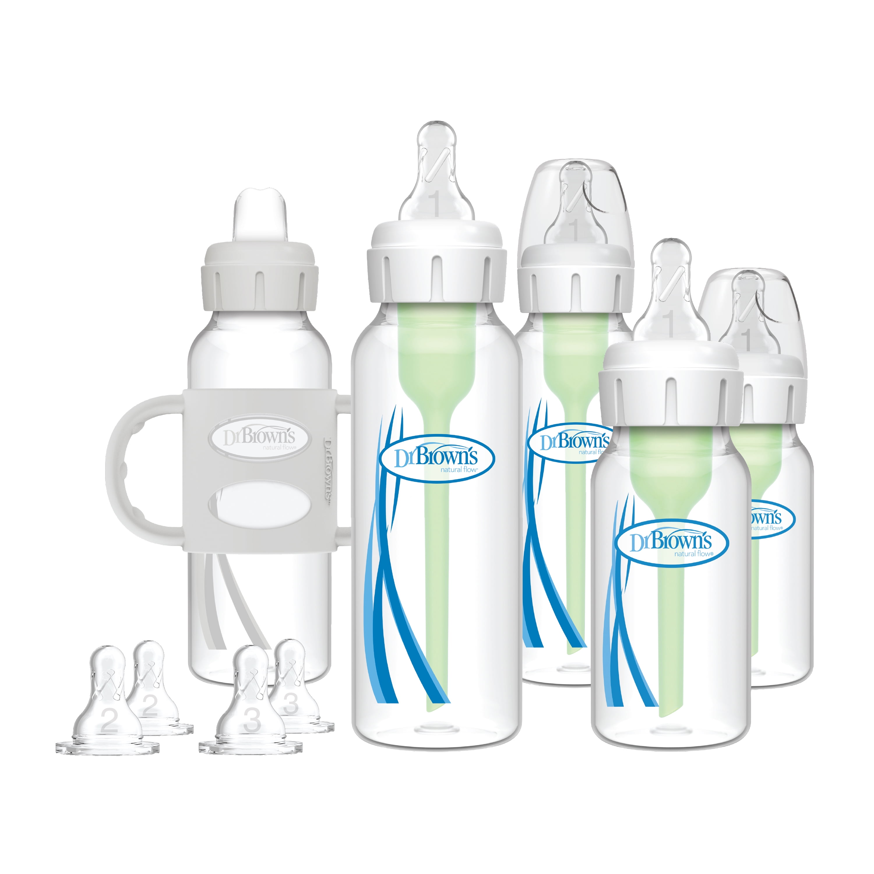 Dr. Brown's Natural Flow Anti-Colic Options+ First Year Baby Bottle Gift Set, Gray, BPA free, 0m+