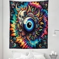 thumbnail image 3 of Ambesonne Trippy Tapestry Twin Size, Evil Eye Bohemian Sun Moon, 68"x88", Blue Orange Multicolor, 3 of 3