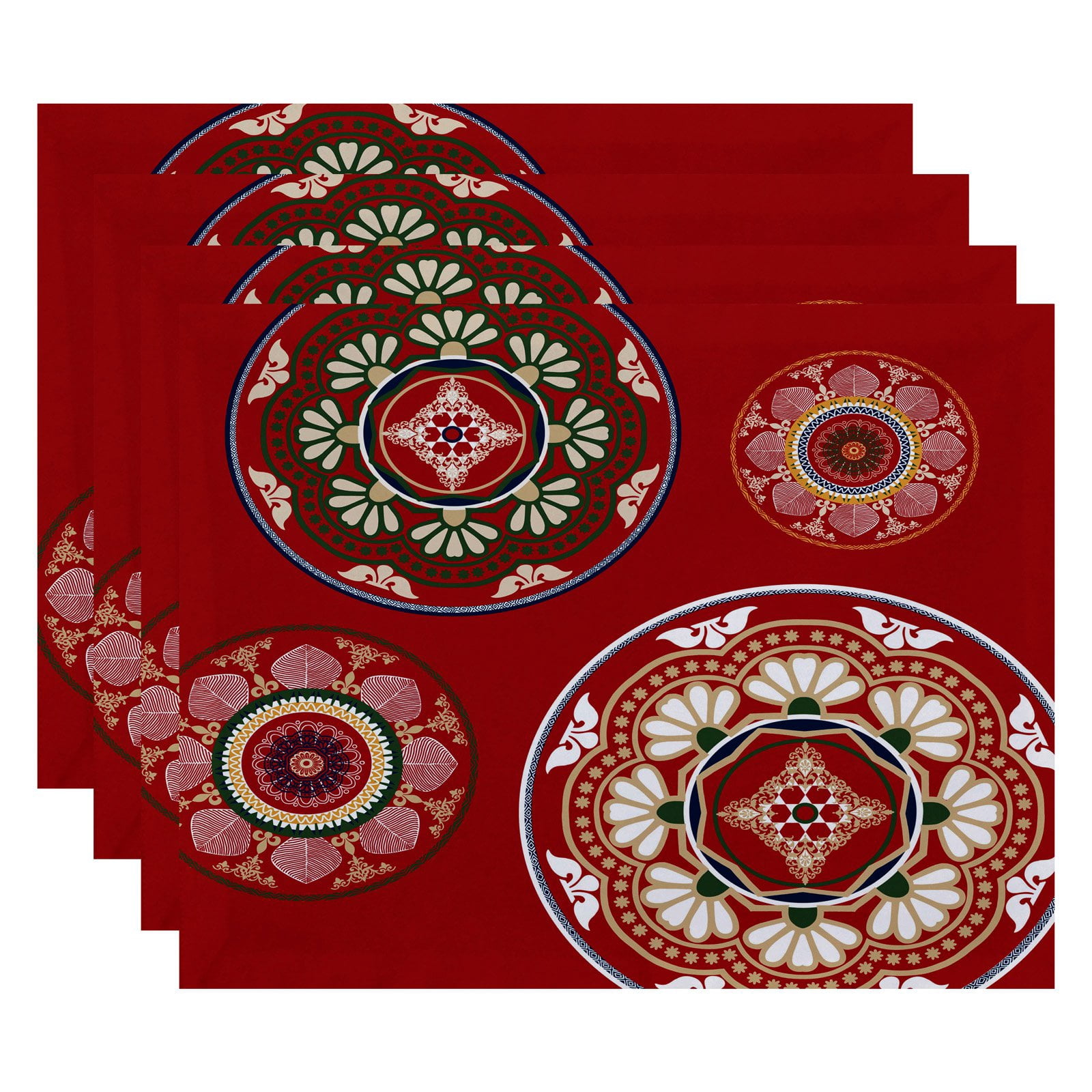 Simply Daisy 18" x 14" Medallions Geometric Print Placemats, Set of 4