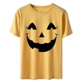thumbnail image 5 of Gunia Halloween Womens T Shirts Cotton Pumpkin Graphic Print Short Sleeve Crew Neck Casual Thanksgiving Tops Tee Shirts Yellow S-2Xl, 5 of 5