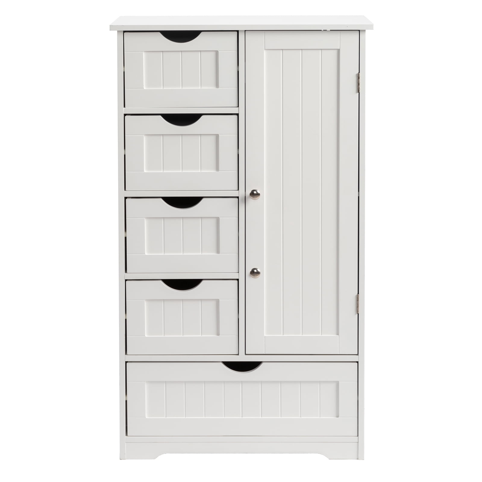 Elegant Vertical Grain Bathroom Cabinet 4 Small Drawers 1 Large Drawer 1 Lower Cabinet Particle Board for Powder Room Master Bathroom