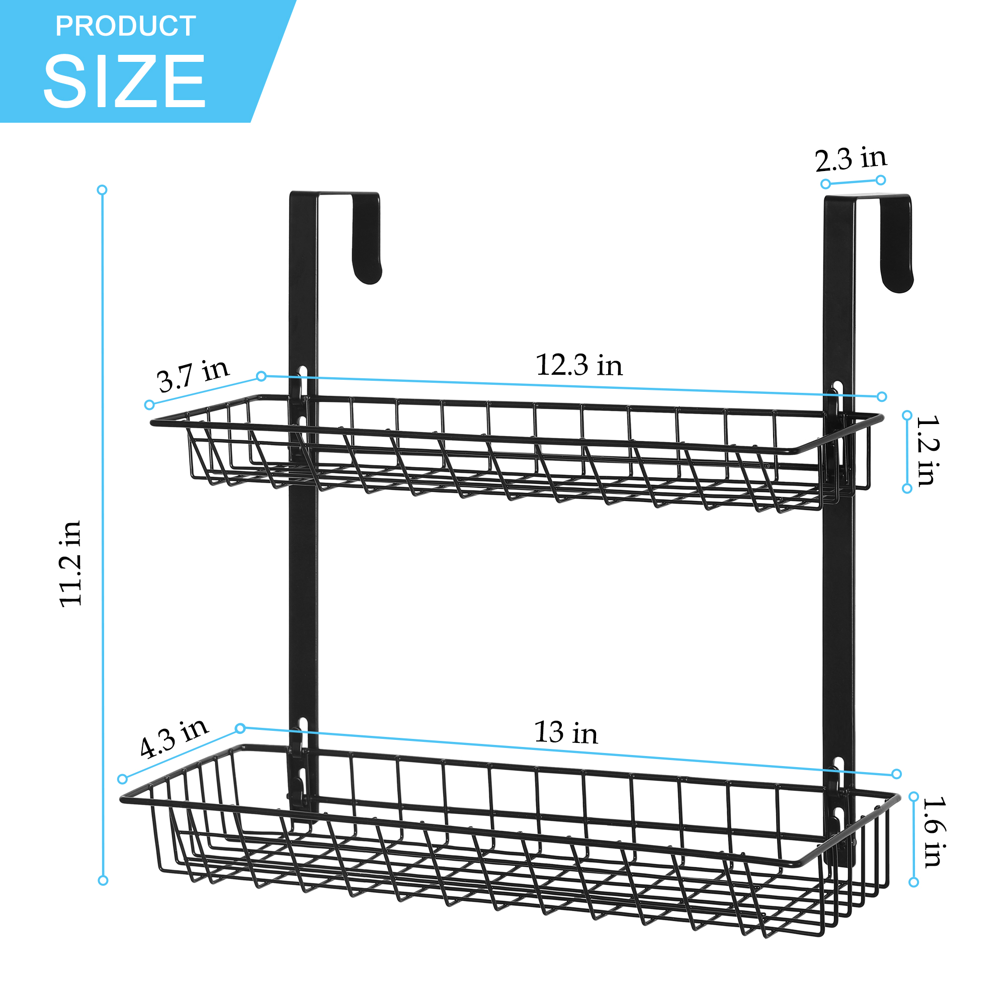 Storage Organizer Basket on Behind Door 2Ply Metal Wire Hanging Kitchen Stand for