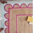thumbnail image 3 of Area Rug Natural Jute Hand Braided Rug Pink Scalloped Runner, 3 of 8