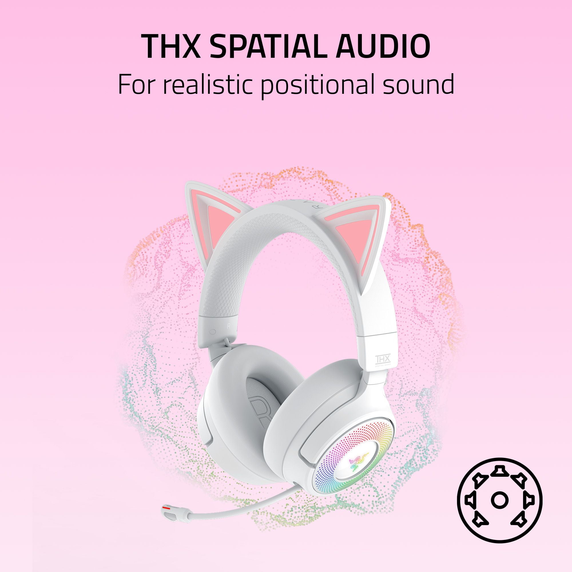 Razer Kraken Kitty V3 Pro Wireless RGB Kitty Headset for Gaming and Streaming, White