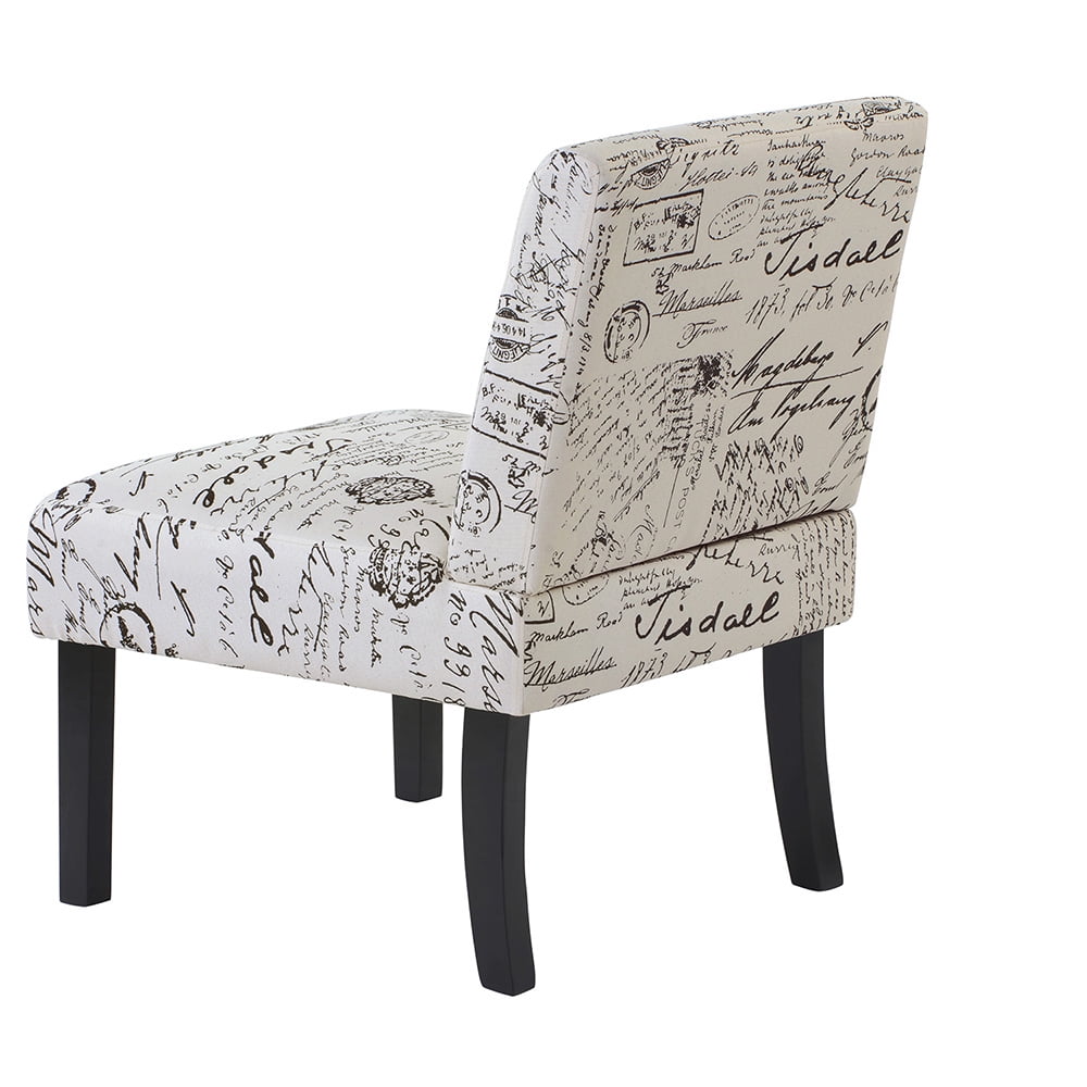 Kepooman 2 Pcs Modern Upholstered Armless Accent Chair for Living Room, 22.5"W x 24.6"D x 32.5"H, Script Print