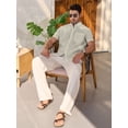 thumbnail image 5 of sogami Men's Cotton Linen Short Sleeve Button Down Shirt Casual Summer Shirt, 5 of 8