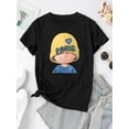 thumbnail image 2 of Camisetas de verano para mujer, con estampado, lindo, holgadas, atléticas, de manga corta, casual, 2025Women'S Casual Crew Neck T-Shirt with Paris Hat Print, Fashion Short Sleeve Polyester Knit Top,, 2 of 6