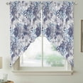 thumbnail image 2 of Blue Floral Swag Curtains for Kitchen/Bedroom/Living Room, Spring Botanical Flowers Leaves Vintage Scalloped Curtains 63 Inch Long, Window Swag Topper Curtains Valances 2 Panels Set 36"x63", 2 of 8
