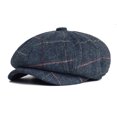 thumbnail image 2 of Men’s Newsboy Cap Herringbone Wool Plaid Pattern Octagonal Cap Classic Vintage Adjustable Casual Hat, 2 of 5