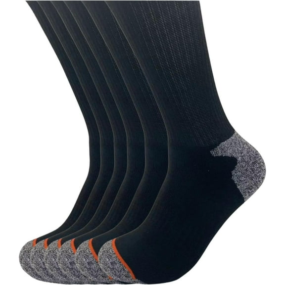 Aeonrow 5-Pairs Men's Weatherproof Vintage Outdoor Wool Blend Crew Calf Socks, Black, 6-12