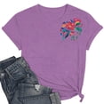 thumbnail image 2 of Pisexur Hauts d'Été pour Femmes, Hauts pour Femmes, Hauts de Sortie pour Femmes, Hauts pour Femmes, Blouse Mode Imprimée à Manches Courtes Col Rond T-Shirt Drôle Violet,m, 2 of 5